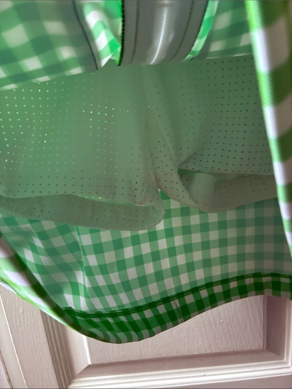 Kinona Lime Gingham Mini Skirt with Navy Trim and White Zips - Picture 5 of 5